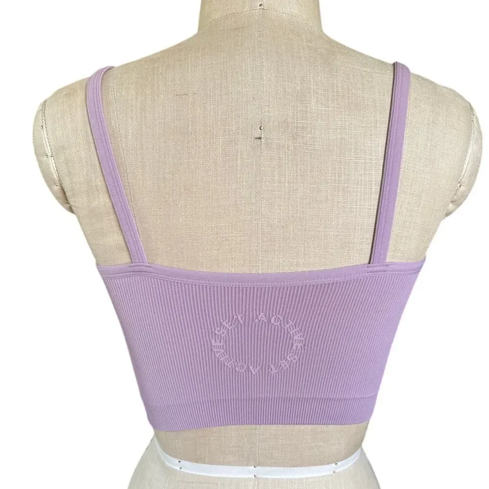 SET ACTIVE Ribbed Longline Purple Lilac Sports Bra Size Small